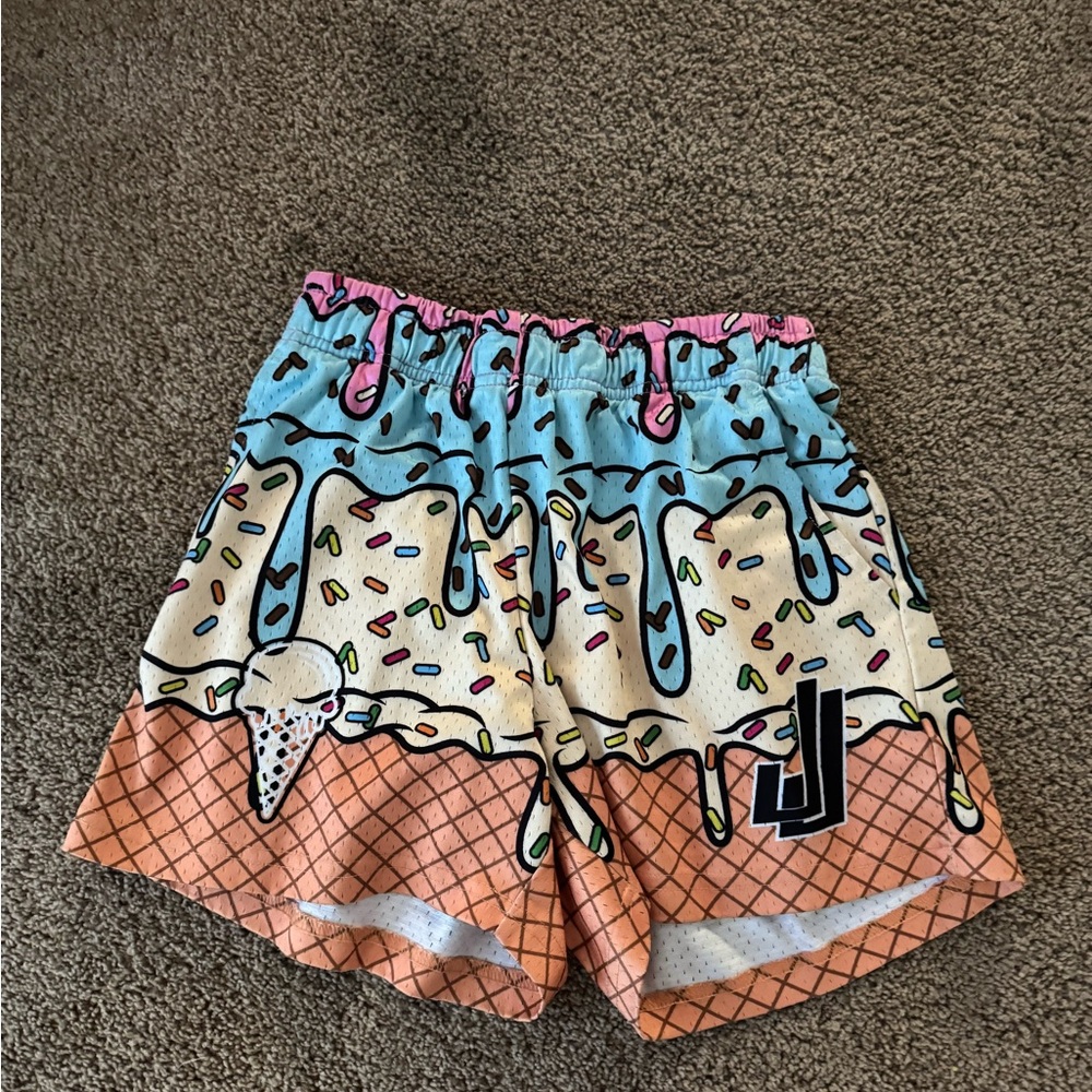 Kids Ice Cream Print Shorts - Blue, Pink, Orange